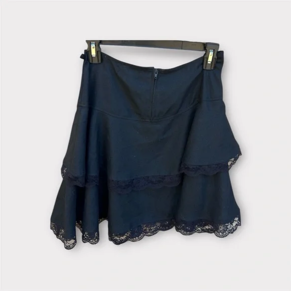 Thorn & Fable Black Gothcore Gothic Whimsigoth Mini Tiered Bow Lace Skirt small - Picture 2 of 8